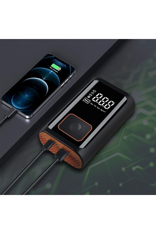 Reedark St-09 Kablosuz Elektrikli Hava Pompası, 4 Modlu Araba, Motosiklet, Bisiklet, Top , 150psı Maksimum Basınç, 2x2000mah Li-poly Batarya, Otomatik Durdurma, Usb Ters Şarj, Gece Aydınlatması Turuncu