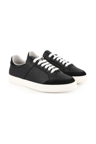 Libero Lz5883 Delikli Antik Deri Ve Süet Detaylı Kalın Hafif Eva Taban Kadın Sneaker Siyah