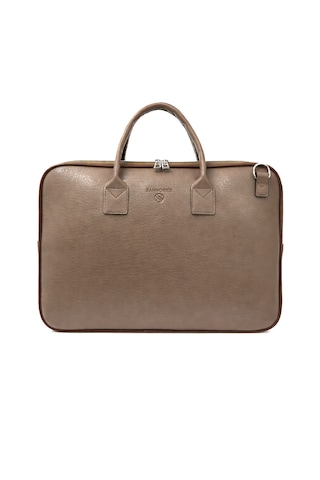 Sanmorris Unisex 15.6 İnç Uyumlu Suni Deri Darbe Korumalı Laptop Ve Evrak Çantası 1446 Vizon