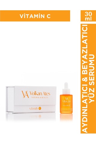 Volkan Ates Natural & Beauty Aydınlatıcı & Beyazlatıcı Yüz Serumu Vitamin C Cam Şişe 30 ML