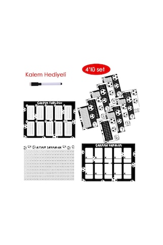 4'lü Çarpım Tablosu Seti - Kalem Hediyeli Taraftar Siyah Beyaz
