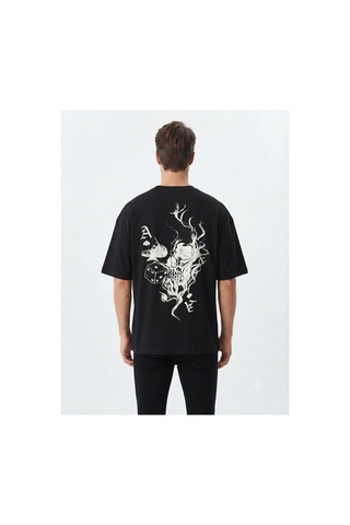 Neco Giyim Unisex Oversize Geniş Kesim %100 Pamuk Yumuşak Dokulu Basic Bisiklet Yaka Tişört Siyah Zar
