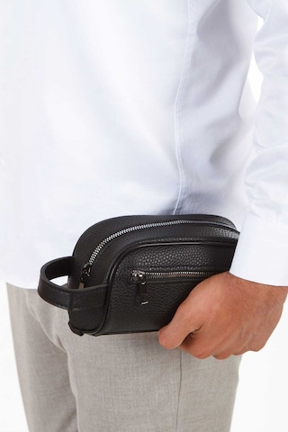 Vıatox Np- 2213 Mini Erkek Vegan Deri Portföy Clutch Traş Kozmetik Bakım Ve Günlük El Çantası Siyah