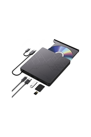 Sones Bt668 Okunabilir Tf / Sd Kart Usb Çok İşlevli Cd Disk Oynatıcı Harici Optik Sürücü Dvd Yazıcı