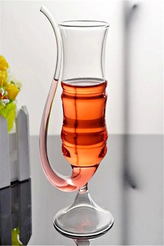 6'lı Pipetli Cocktail Bardak Çizgili Düz Kokteyl Coupes Vaso Borosilikat Bardak Seti