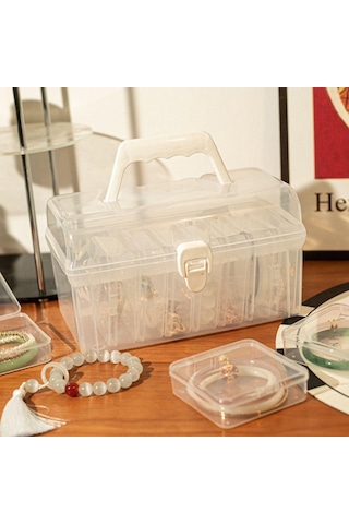 1 Adet Masaüstü Saklama Takı Saklama Kutusu Şeffaf Plastik Kasa Dayanıklı Bileklik Kutusu Şeffaf