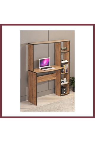 Storeşahin Kitaplıklı Çalışma Masası Kahverengi Shn0720