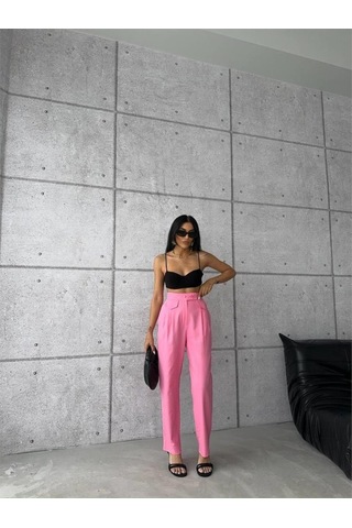 Munn Collection Pantolon Kapalı Cep 3 Düğme Detaylı - Pembe Pembe