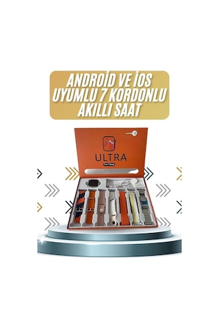 7 Kordonlu Akıllı Saat Plastik Kordon Hasır Kordon Çelik Kordon