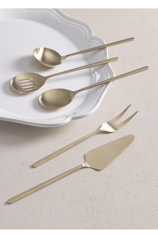 The Mia Giallo Servis Seti Gold 5 Parça - Servis Takımı Bej