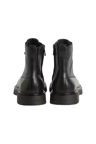Erkek Monogram Desenli Fermuarlı Combat Bot - Siyah Black / Black Solid