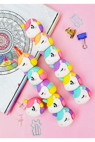 Unicorn Fosforlu Kalem Yumurtlayan 1 Paket 5 Renk Unicorn Figürlü İşaret Kalemi Mini 5 Li Fosforlu Kalem Çok Renkli