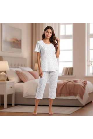 Bonbon Kadın Kaprili Kısa Kol Tshirt Ve Bralet 3'lü Takım Bb2415 Beyaz
