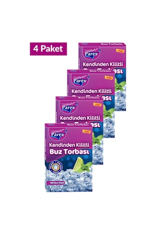 Kendinden Kilitli Buz Torbası 196 Buz Küpü 4 Paket