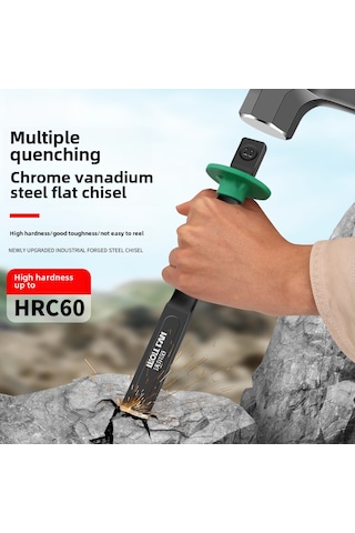 Hombey Endüstriyel Çelik Beton Taş Kesici - Krom Vanadyum Bıçaklı, Alüminyum Uçlu, 8" Siyah Oksitli Profesyonel El Aleti