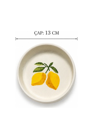 Vita Limon 4 Parça 13 Cm Seramik Çerezlik & Sosluk Kase Kahvaltılık Sunumluk Beyaz