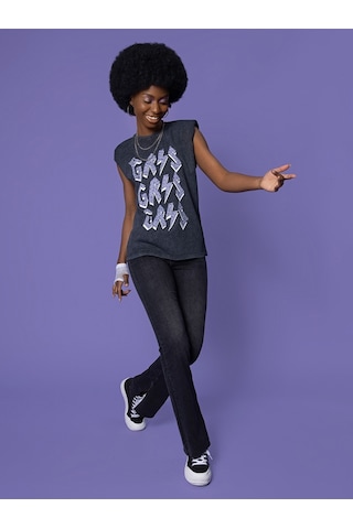 Loose Fit Kadın Tshirt K.kol Antrasit
