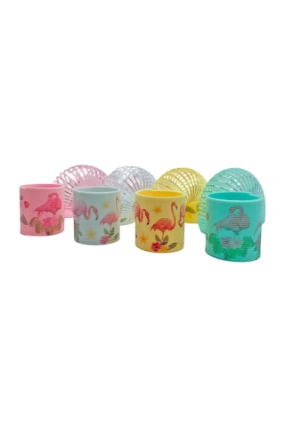 Flamingo Desenli Renkli Stres Yayı Oyuncak Stres Yayı - 5 Cm Çapında - 1 Adet