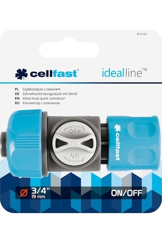 Cellfast Ideal Vanalı Hızlı Hortum Bağlantı Aparatı 3/4" 19mm