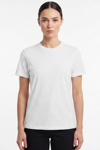 Goffra Kadın Vision Bisiklet Yaka Premium Kalite Yoğun Dokulu Pamuklu T-shirt Beyaz W101-r0220-01