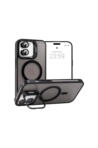 Apple Uyumlu iPhone 11 Kılıf Armor Seri Magsafe Stand Özellikli Kamera Lensli Kapak Siyah