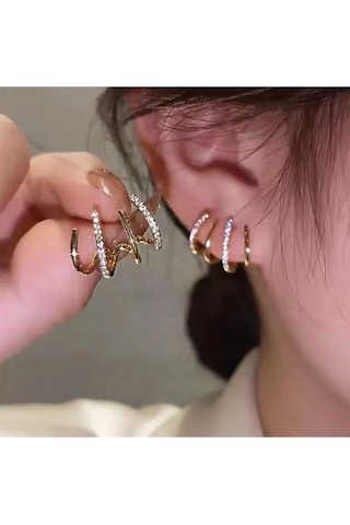 Çoklu Premium Zirkon Taşlı Küpe Çok Renkli