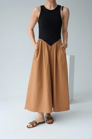 Valensdesign İki Renkli Elbise - Siyah-taba