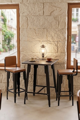 Retodesign Lotus Kare Bar 2 Sandalyeli Takım 9102 Antrasit - Siyah