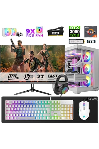 Xaser Star X440 R7-7800X3D 32 GB 1 TB SSD 12 GB RTX3060 27" Dos NVME Masaüstü Oyuncu Bilgisayarı