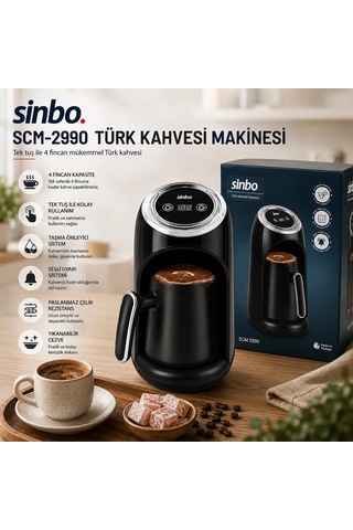 2in1 Elektrikli Türk Kahve Makinesi 4 Fincan Sesli Uyarı - Taşma Önleyici Sistem Scm-2990 5580 Çok Renkli