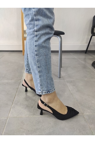 Tarzbu Lks İnce Topuklu Sivri Burun Siyah Abiye Ayakkabı Siyah