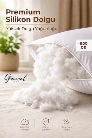 Fluffy 4'lü Silikon Elyaf Dolgulu Yastık Set 800 Gr Ultra Yumuşak Dolgun 50x70 Cm - 4 Adet Yastık Beyaz