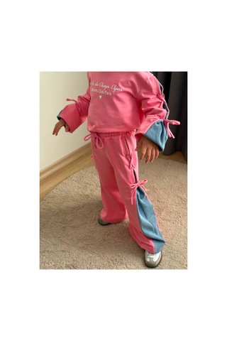 Toikids Kız Çocuk Kot Ve Fiyonk Detaylı İkili Takım Pembe