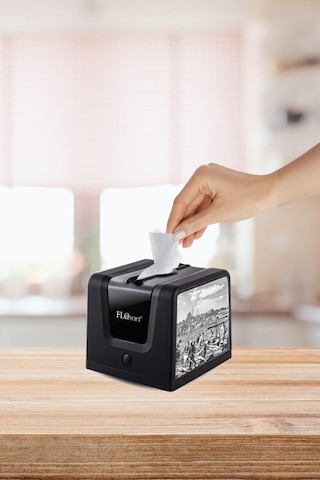 Soft Touch Kadife Desen Modern Peçetelik, Dekoratif Peçete Dispenseri Yumuşak Kaplama F268 Siyah