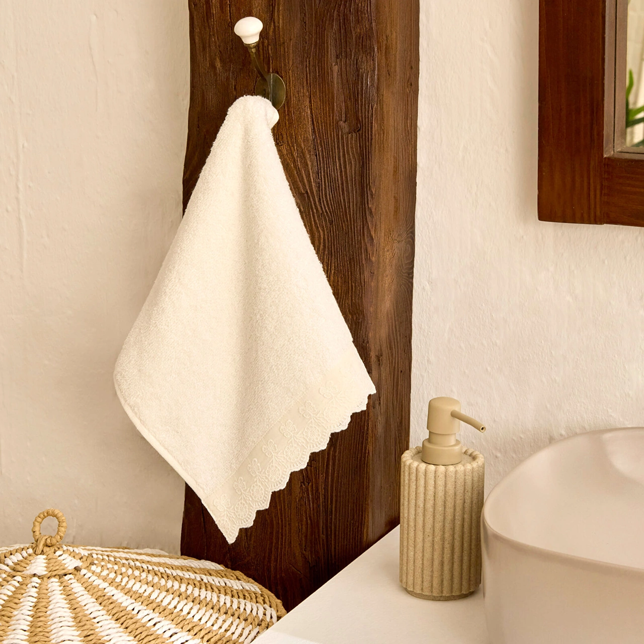 Karaca Home Artisan Cluster %100 Pamuk El Havlusu Ekru 30x50 Cm Ekru