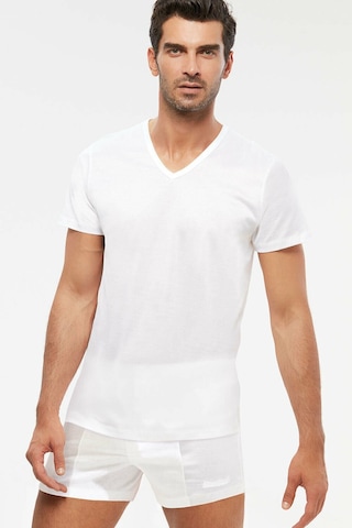 Kom Elite Merserize V Yaka T-shirt Beyaz