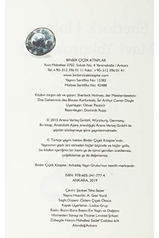 Renkli Resimli Çocuk Klasikleri-sherlock Holmes-mavi Yakutun Sırrı