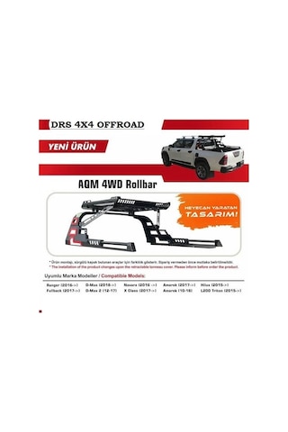 Ford Ranger 2016 ve Sonrası Aqm4wd Rollbar Drs 4x4 Offroad