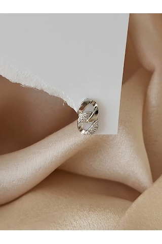 Eva Takı Store Gurmet Zincir Model Kıkırdak Tragus Helix Piercing Gümüş Renk Küpe Gümüş