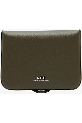 A.p.c Josh Unisex Lüks Bitkisel Deri Bozuk Para Kesesi Cüzdan Haki