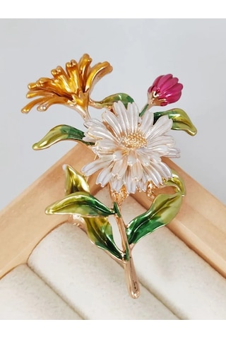 Fashion Jewelry Çiçekli Sert Tohumluk Broş 226483943 Altın Rengi