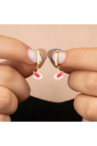 Gümüş Gold Kuğu Sallantılı Kadın Küpe 97968679