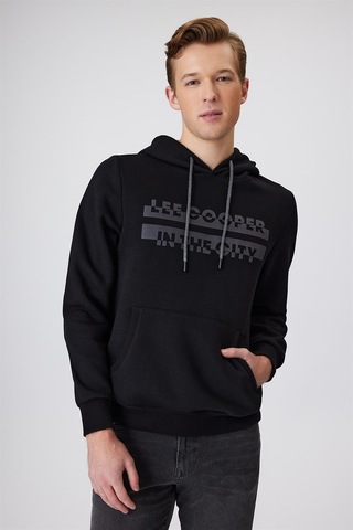 Lee Cooper Tess Erkek Kapüşonlu Sweatshırt Siyah-15423 Siyah