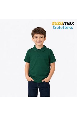 Bulutteks Okul Yeşil Zümrüt Yeşili Polo Yaka Kısakol Tişörtleri Kıyafetleri Üniforması Çocuk Genç