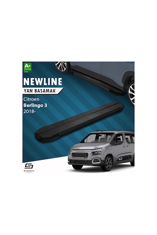 S-dizayn Citroen Berlingo 3 Uzun Şase Newline Siyah Yan Basamak 213 Cm 2018 Üzeri A+ Kalite