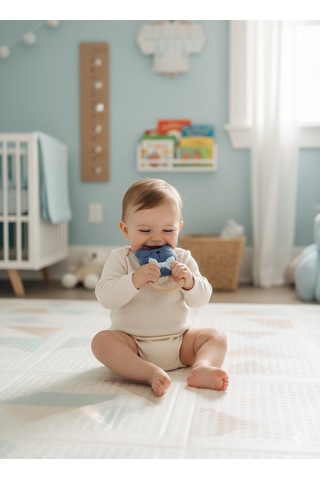 Mumu Family El Yapımı Çıngıraklı Diş Kaşıyıcı Mavi
