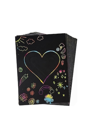 Artlantis Sihirli Gökkuşağı Kazıma Kağıdı A4 10 Yaprak 1 Paket 20x30 Cm Siyah Sihirli Kağıt Rainbow Paper Genel