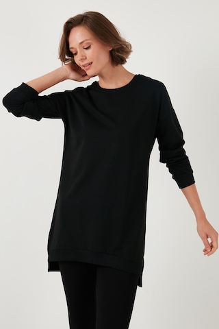 Lela Modest Pamuklu Bisiklet Yaka Oversize Fit Bayan Tunik 5864896 Siyah