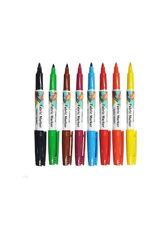 Tekstil Kumaş Kalemi Markörü 8 li Keçeli Kalem Fabric Marker Tekstil Markörü 8 Renk 1 Paket