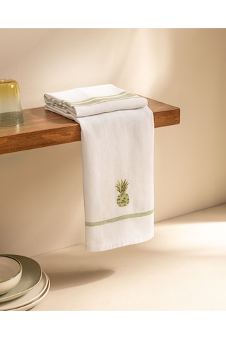 Grenade Nakışlı 2'li Pamuklu Kurulama Bezi - Beyaz/yeşil 8684427202180 Çok Renkli